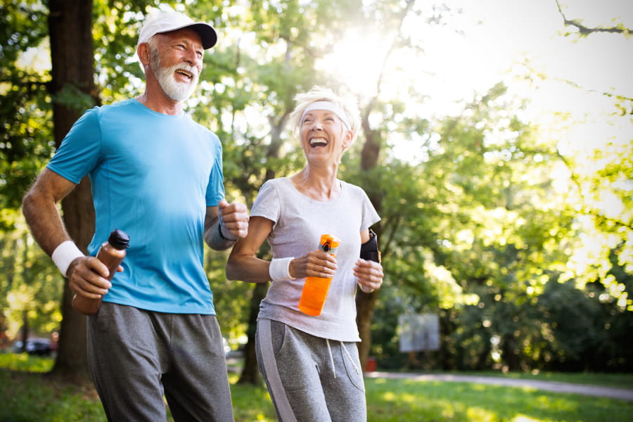 older couple being active